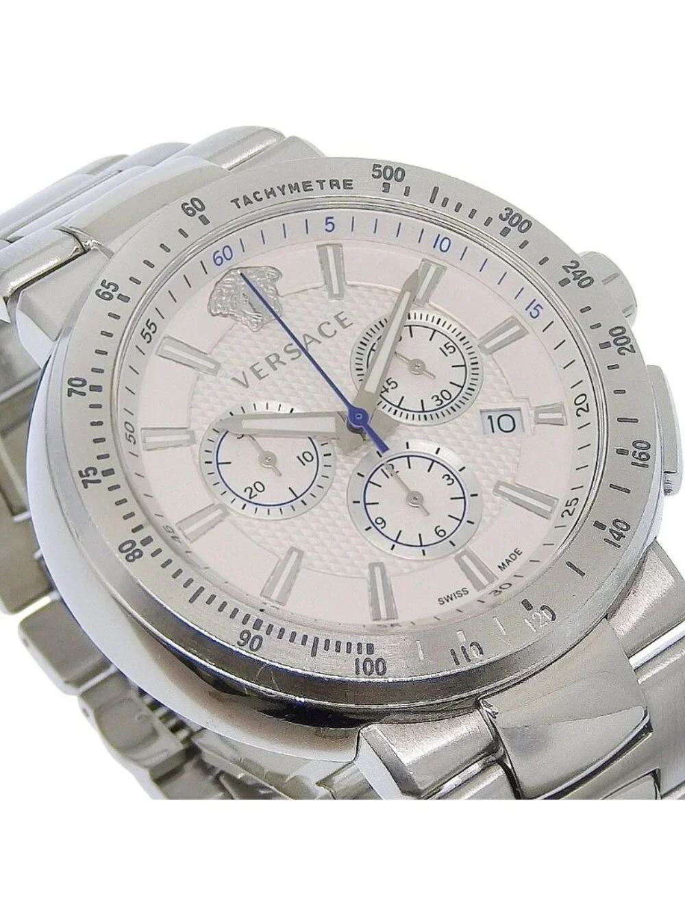 Versace Stainless Steel Quartz Chronograph White Dial Watch